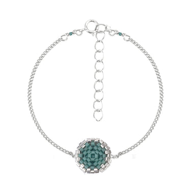Pulsera Diamantes 1 Redondo Plata Ajustable Azul